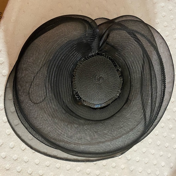 Black Tulle, Sequin and Beaded Fancy Hat - Picture 7 of 14